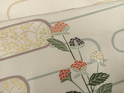 平和屋着物●訪問着　友禅　エ霞草花文　金彩　正絹　逸品　AABD7592ph