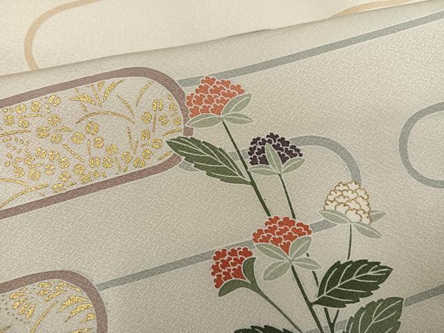 平和屋着物●訪問着　友禅　エ霞草花文　金彩　正絹　逸品　AABD7592ph