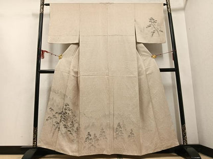 平和屋着物●訪問着　お召地　手描き　風景樹林文　金彩　大丸扱い　正絹　逸品　AABD7599ph