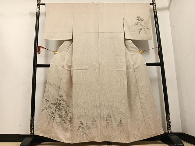 平和屋着物●訪問着　お召地　手描き　風景樹林文　金彩　大丸扱い　正絹　逸品　AABD7599ph