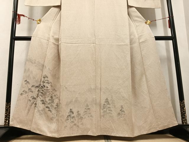 平和屋着物●訪問着　お召地　手描き　風景樹林文　金彩　大丸扱い　正絹　逸品　AABD7599ph