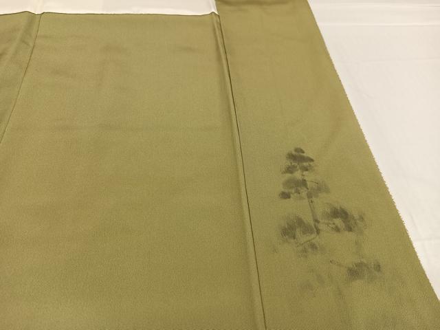 平和屋着物●訪問着　お召地　手描き　風景樹林文　金彩　大丸扱い　正絹　逸品　AABD7599ph