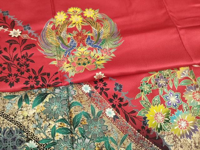 平和屋着物○豪華振袖 駒刺繍 鳳凰花丸文 暈し染め 金彩 ロング