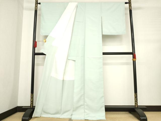 平和屋着物●結城紬　色無地　蕎麦切色　ロング丈　正絹　逸品　AABD7633ck