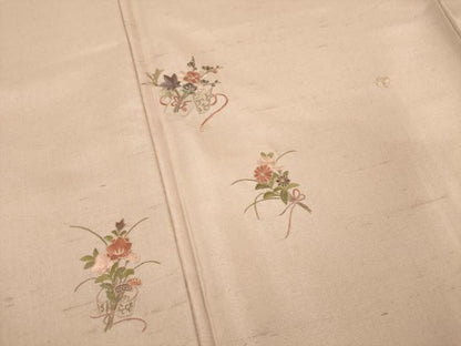 平和屋着物●訪問着　紬地　総刺繍　花束文　やまと誂製　正絹　逸品　AABD7634ck