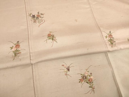 平和屋着物●訪問着　紬地　総刺繍　花束文　やまと誂製　正絹　逸品　AABD7634ck