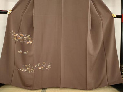 平和屋着物●訪問着　総刺繍　草花文　正絹　逸品　AABD7649ck