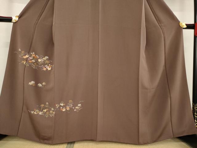 平和屋着物●訪問着　総刺繍　草花文　正絹　逸品　AABD7649ck