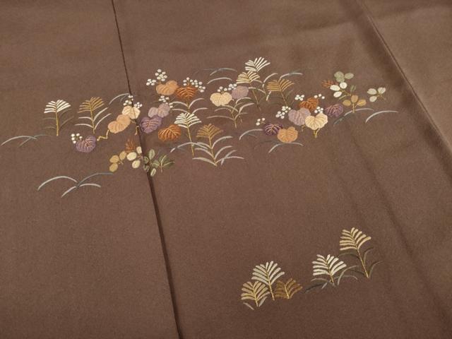 平和屋着物●訪問着　総刺繍　草花文　正絹　逸品　AABD7649ck