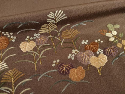 平和屋着物●訪問着　総刺繍　草花文　正絹　逸品　AABD7649ck