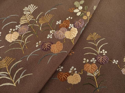 平和屋着物●訪問着　総刺繍　草花文　正絹　逸品　AABD7649ck