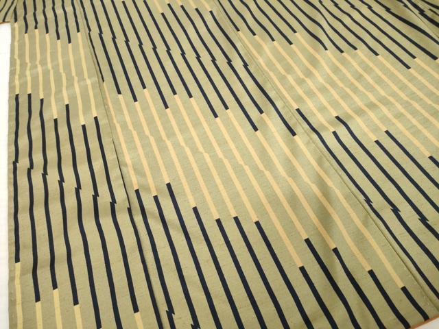 平和屋着物●上質な小紋　紬地　変わり縞　正絹　逸品　AABD7652ck