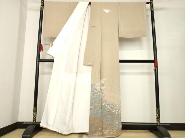 平和屋着物●豪華色留袖　友禅　風景松文　金彩　正絹　逸品　未使用　AABD7666ck