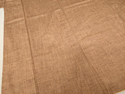 平和屋着物●上質な紬　霞文　胡桃色　ロング丈　正絹　逸品　AABD7668ck