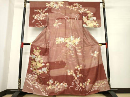 平和屋着物●訪問着　エ霞花文　正絹　逸品　AABD7677ck