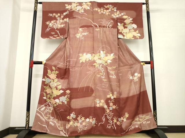 平和屋着物●訪問着　エ霞花文　正絹　逸品　AABD7677ck