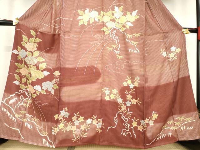 平和屋着物●訪問着　エ霞花文　正絹　逸品　AABD7677ck