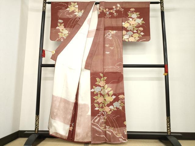 平和屋着物●訪問着　エ霞花文　正絹　逸品　AABD7677ck
