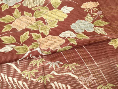 平和屋着物●訪問着　エ霞花文　正絹　逸品　AABD7677ck
