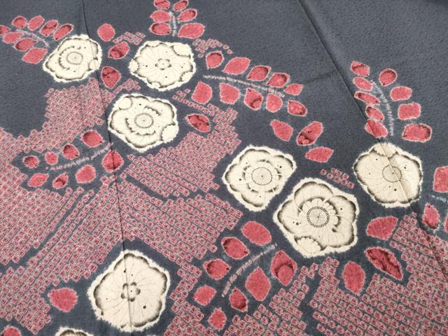 平和屋着物●訪問着　辻が花　絞り　舞花文　正絹　逸品　AABD7679ck