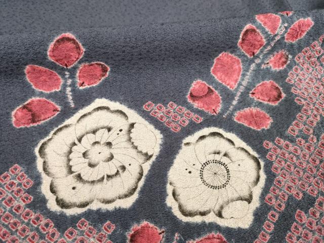 平和屋着物●訪問着　辻が花　絞り　舞花文　正絹　逸品　AABD7679ck