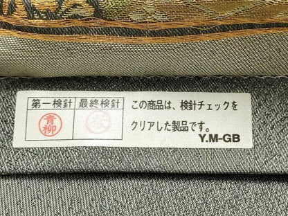平和屋着物▼六通柄袋帯 松島色紙 金銀糸 正絹 逸品 AABD7747wj