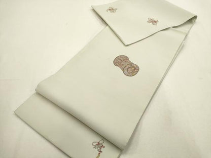 平和屋着物▼中国三大刺繍　相良刺繍　袋帯　鼓　正絹　逸品　AABD7770wj