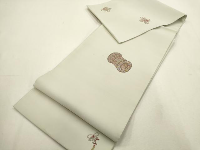 平和屋着物▼中国三大刺繍　相良刺繍　袋帯　鼓　正絹　逸品　AABD7770wj