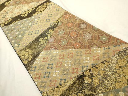 平和屋着物▼六通柄袋帯 名錦抬来文 金糸 正絹 逸品 AABD7834wj