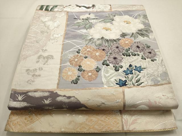 平和屋着物▼六通柄袋帯　琳派色紙画譜　金銀糸　正絹　逸品　AABD8038wj
