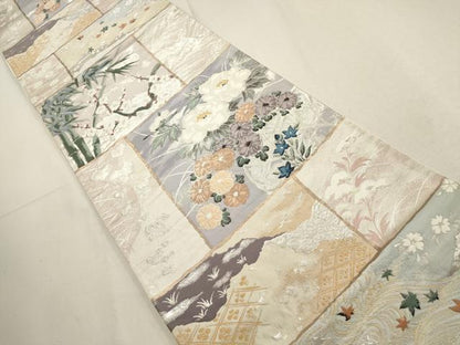 平和屋着物▼六通柄袋帯　琳派色紙画譜　金銀糸　正絹　逸品　AABD8038wj