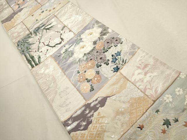 平和屋着物▼六通柄袋帯　琳派色紙画譜　金銀糸　正絹　逸品　AABD8038wj