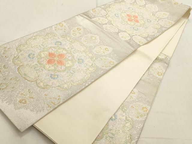 平和屋着物▽六通柄袋帯 吉祥花文 金銀糸 正絹 逸品 AABD8165wj