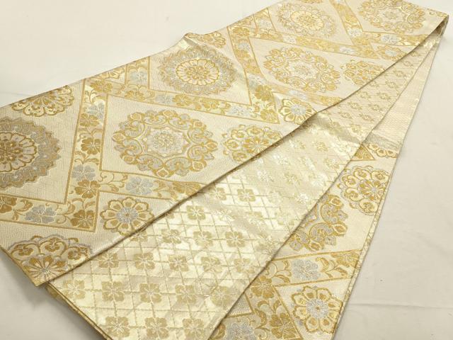 平和屋着物▽佐賀錦 六通柄袋帯 吉祥花文 金銀糸 正絹