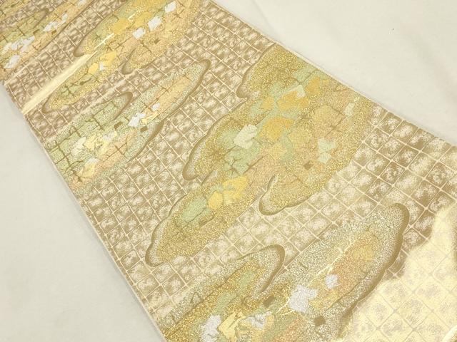 平和屋着物▼六通柄袋帯 雲取霞文様 金銀糸 正絹 逸品 AABD8205wj