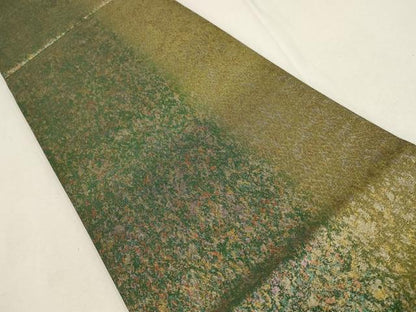 平和屋着物▼六通柄袋帯　霞間道　金糸　正絹　逸品　AABD8321wj