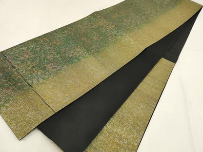 平和屋着物▼六通柄袋帯　霞間道　金糸　正絹　逸品　AABD8321wj