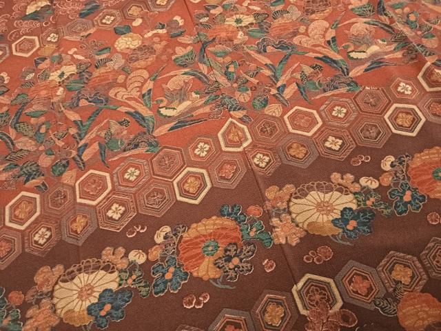 平和屋着物●訪問着　花鳥文　鬼しぼ縮緬　正絹　逸品　AABD8484fy