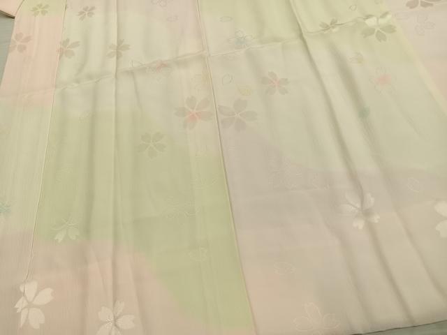 平和屋着物●長襦袢　袷　舞桜文　暈し染め　正絹　逸品　AABD8494fy