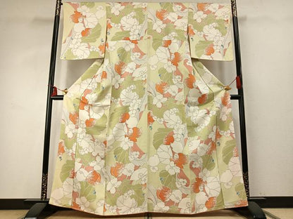 平和屋着物●上質な小紋 草花文 正絹 逸品 AABD8508fy