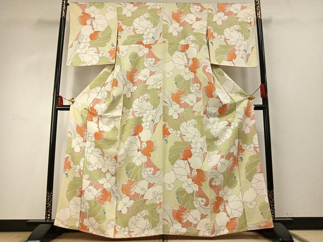 平和屋着物●上質な小紋 草花文 正絹 逸品 AABD8508fy