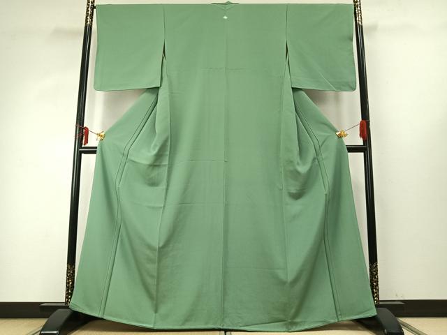 平和屋着物●上質な色無地　柳色　正絹　逸品　AABD8512fy
