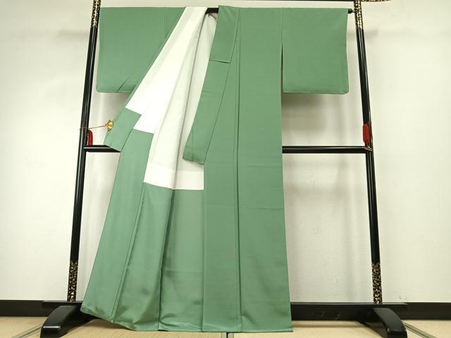 平和屋着物●上質な色無地　柳色　正絹　逸品　AABD8512fy