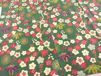 平和屋着物●摺型友禅　京都　多ち花　小振袖　二尺袖　能衣松竹梅　金彩　鬼しぼ縮緬　正絹　逸品　AABD8515fy