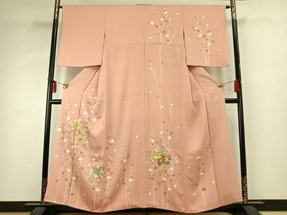 平和屋着物●訪問着　草花文　金銀彩　正絹　逸品　AABD8526fy