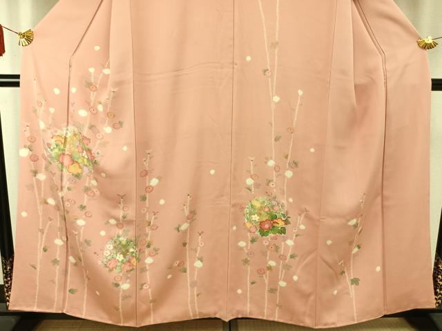平和屋着物●訪問着　草花文　金銀彩　正絹　逸品　AABD8526fy