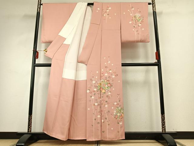 平和屋着物●訪問着　草花文　金銀彩　正絹　逸品　AABD8526fy