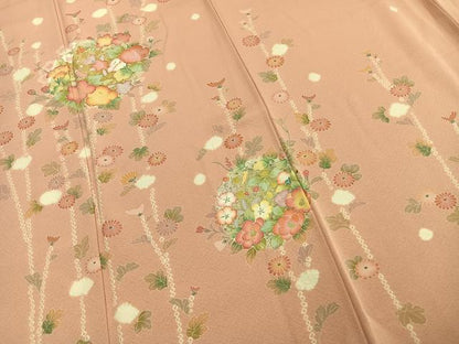平和屋着物●訪問着　草花文　金銀彩　正絹　逸品　AABD8526fy