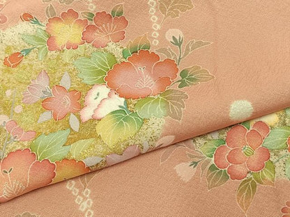 平和屋着物●訪問着　草花文　金銀彩　正絹　逸品　AABD8526fy