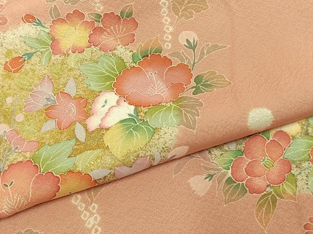 平和屋着物●訪問着　草花文　金銀彩　正絹　逸品　AABD8526fy